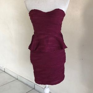 Burgundy/wine colored strapless dress